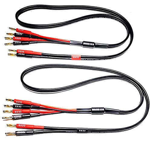 CNCESS CESS-106-3f Bi-Wire Banana Plug Splitter Speaker Cable, 2 Banana Plugs to 4 Banana Plugs, 12 Gauge, 2-Channel (3 Feet) - Image 1