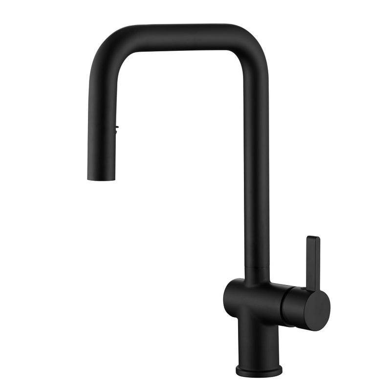 SUMERAIN Matte Black Kitchen Faucet with Pull Down Sprayer,Single Hole SUS304 Stainless Steel Single Handle Kitchen Sink Faucet - Image 1