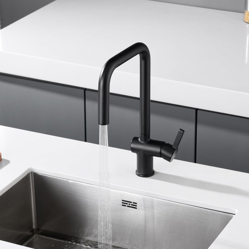 SUMERAIN Matte Black Kitchen Faucet with Pull Down Sprayer,Single Hole SUS304 Stainless Steel Single Handle Kitchen Sink Faucet - Image 4