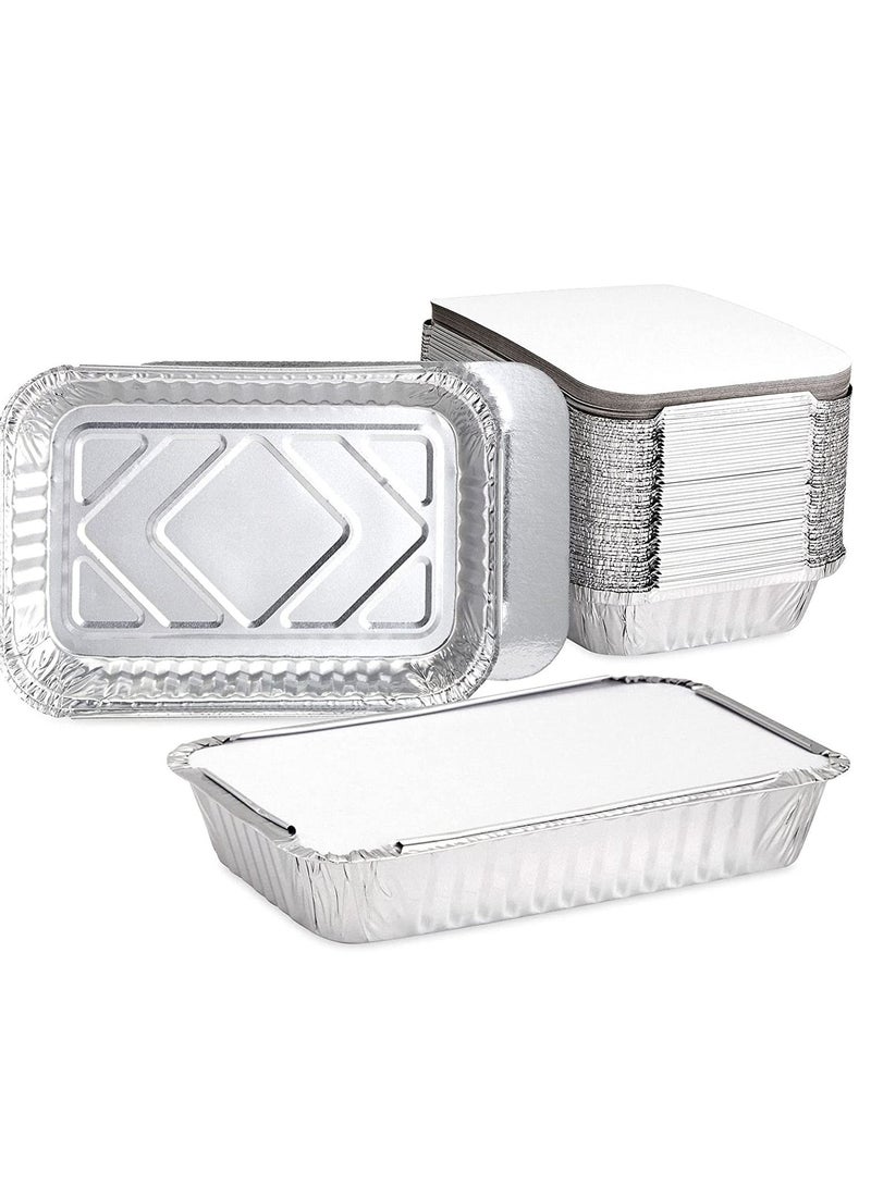 50 Pack Aluminum Foil Pans with Lids - Image 1