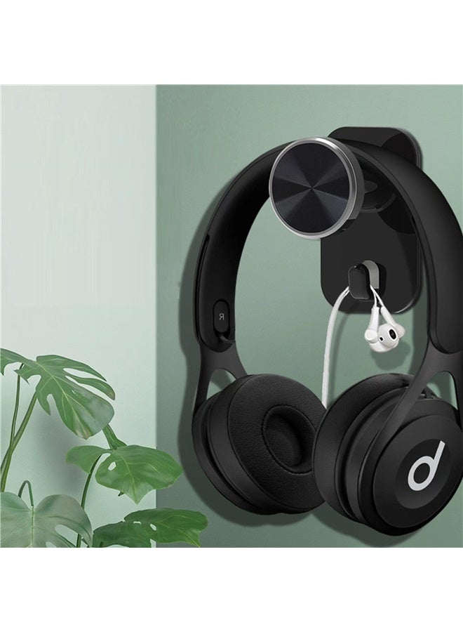 Headphone Stand - Adjustable Headset Wall Mount Holder Adhesive Gaming Headphone Hanger Hook Earphone Clamp (Black)  - Image 4