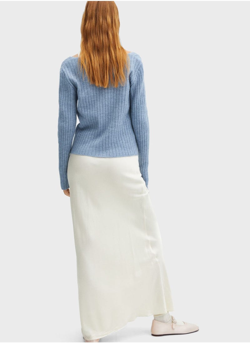 MANGO - V-Neck Ribbed Sweater - Image 1