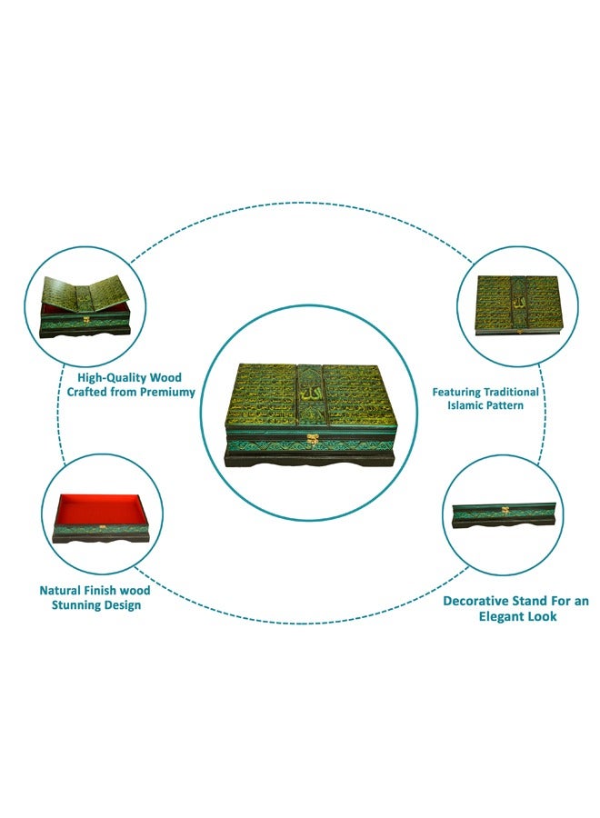 صندوق كتب خشبي مع حامل قابل للطي للكتاب المقدس، وقراءة الكتاب المقدس مثل هدية الرحال، مثالي للمناسبات مثل احتفالات رمضان - Image 4