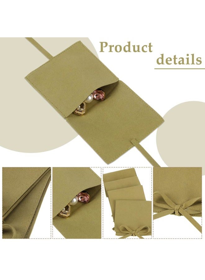 Lothee 40 Pcs Microfiber Jewelry Pouch 8x8 cm Jewelry Packaging Luxury Small Gift Bags Bow Tie Microfiber Bag for Bracelet Necklace Packaging,Envelope Style with String and Divider(Green) - Image 3