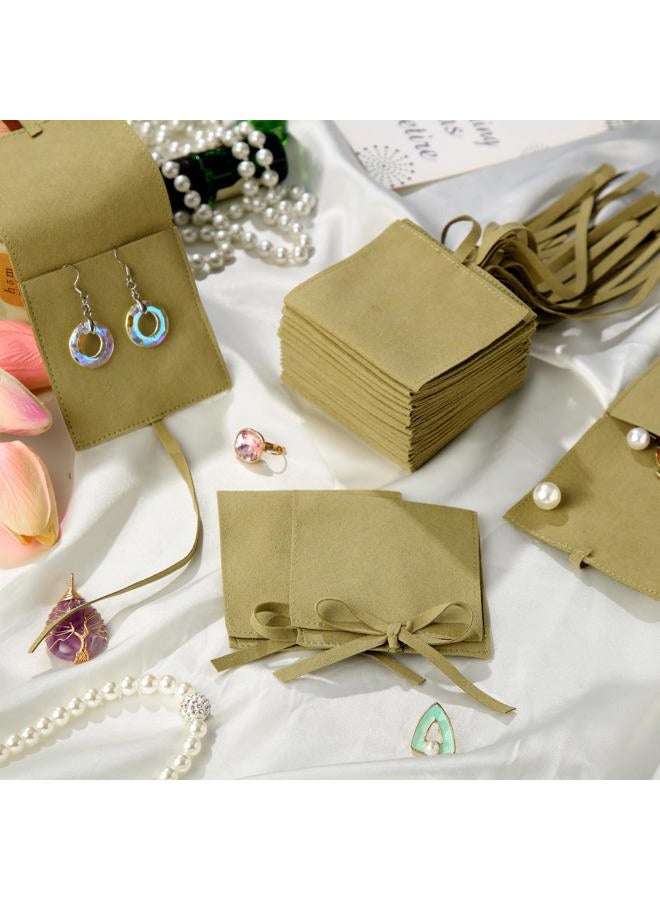 Lothee 40 Pcs Microfiber Jewelry Pouch 8x8 cm Jewelry Packaging Luxury Small Gift Bags Bow Tie Microfiber Bag for Bracelet Necklace Packaging,Envelope Style with String and Divider(Green) - Image 4