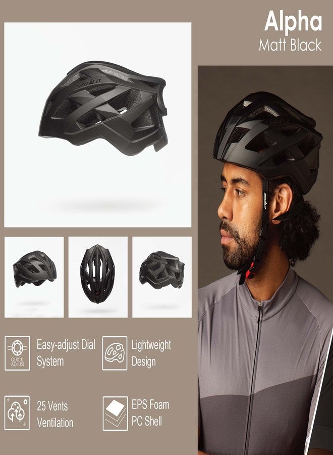 SQUALO Alpha Adult Bike Helmet, Road Bike Cycling Helmet for Men Women with Quick-Adjust (Matte Black, Large (22.83-24.41 inches)) - Image 5