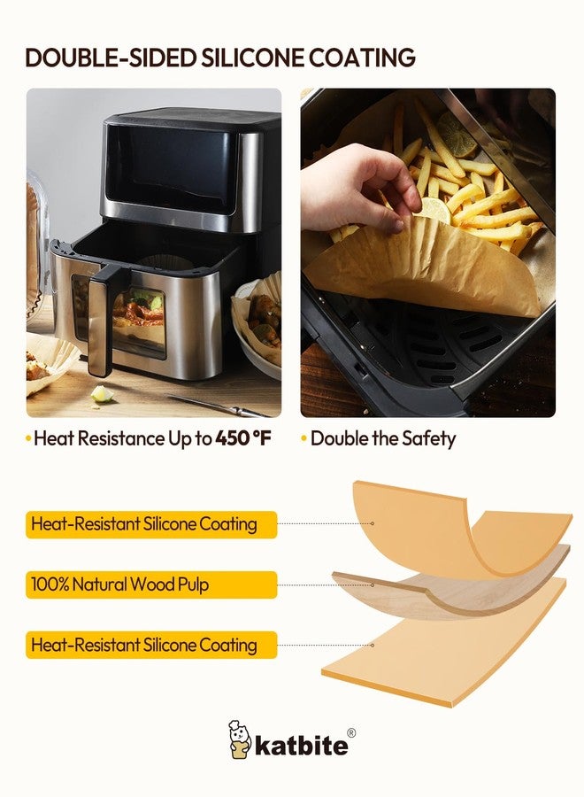 Katbite Air Fryer Liners Disposable - 8 inch Square Non-Stick Airfryer Paper Liners, Unbleached Parchment Paper for 5 to 8 Qt Basket, Frying, Baking, Cooking, Roasting, Easy Cleanup, 130pcs - Image 3