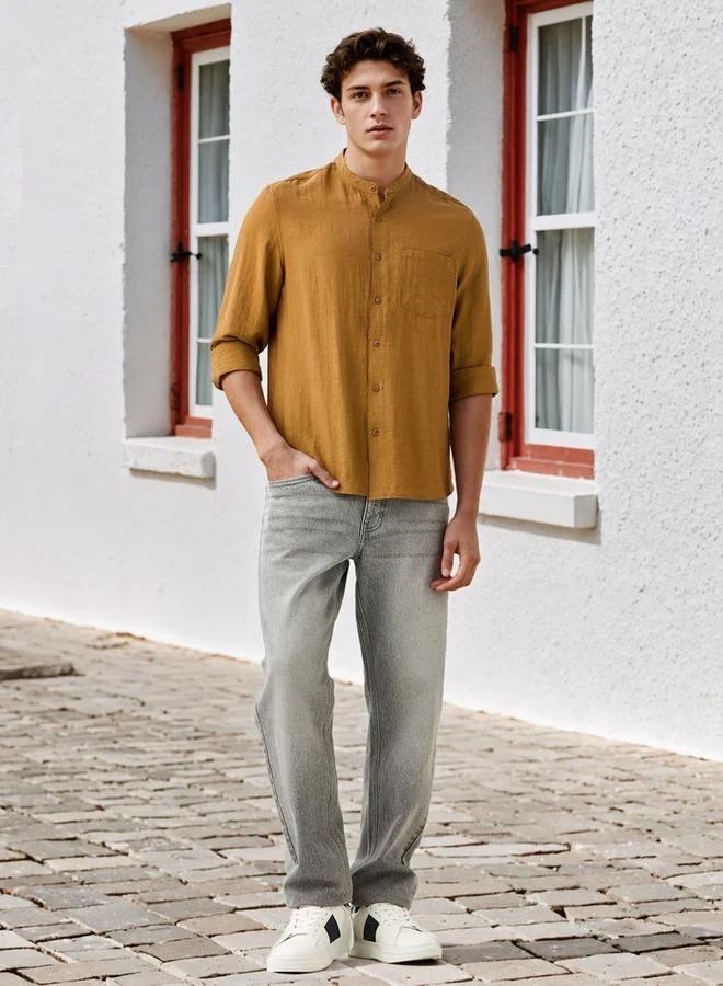 Lee Cooper Lee Cooper Regular Fit Shirt with Mandarin Collar