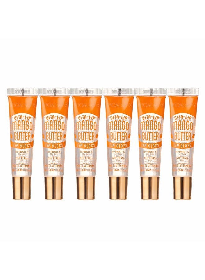 Broadway Broadway Vita-Lip Clear Lip Gloss (Mango Butter 6 Pack), Ultra-Hydrating & Soothing Formula with Multi-Vitamin Oils, High-Shine Non-Sticky Finish, Nourishing Glossy Lip Balm Softens Skin  - Image 1