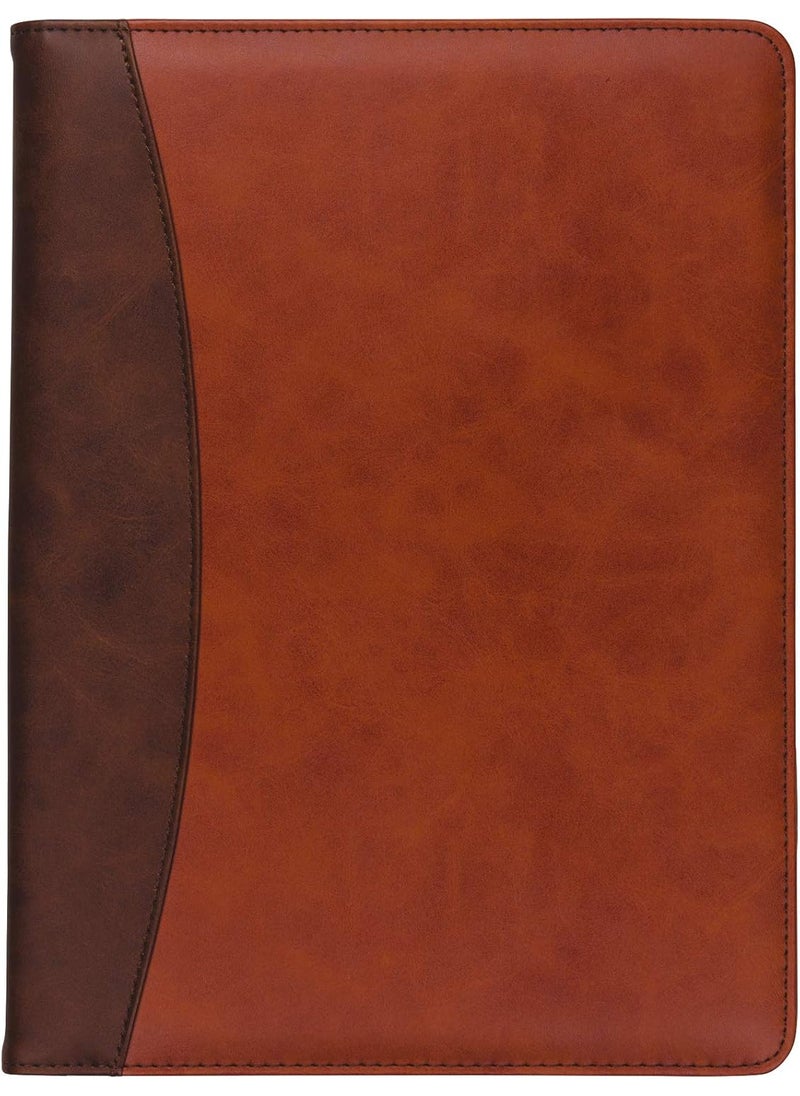 Samsill Samsill TwoTone Padfolio Resume Portfolio Business Portfolio with 85 x 11 Writing Pad Brown and Dark Brown  - Image 1