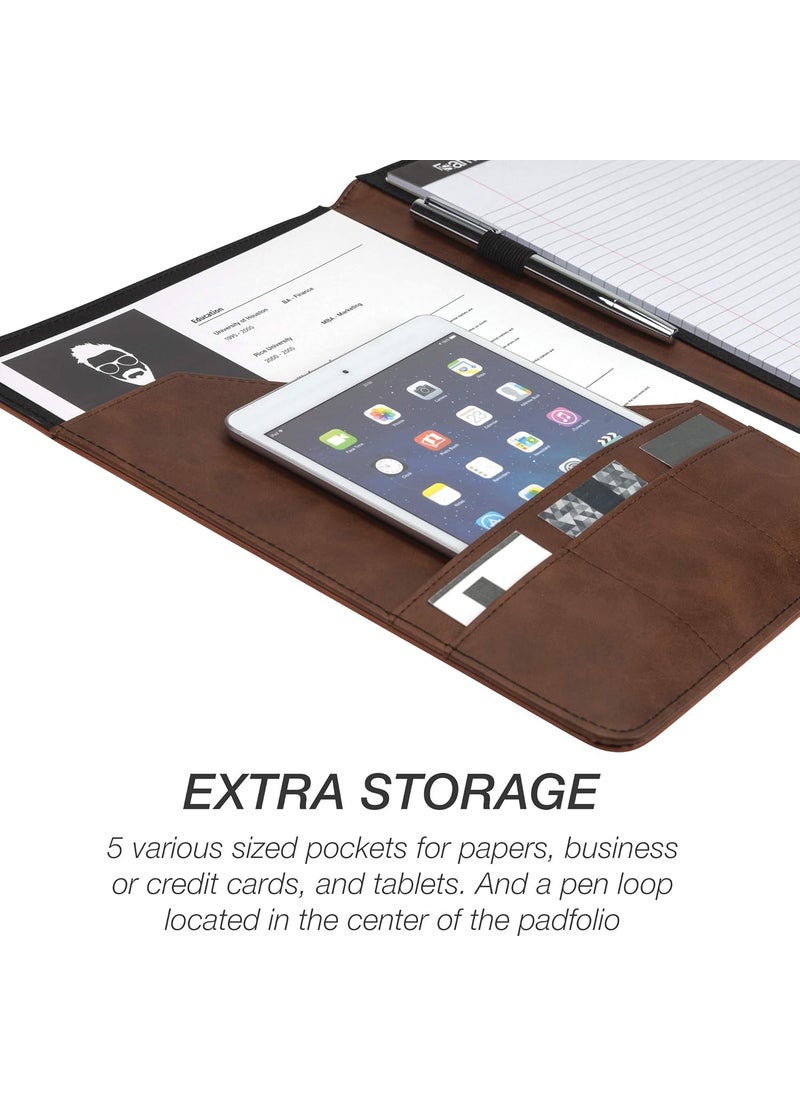 Samsill Samsill TwoTone Padfolio Resume Portfolio Business Portfolio with 85 x 11 Writing Pad Brown and Dark Brown  - Image 3