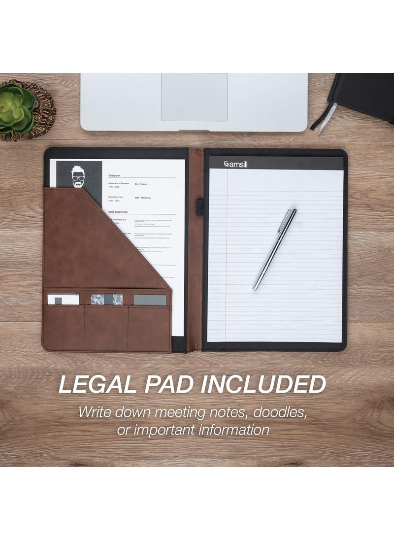 Samsill Samsill TwoTone Padfolio Resume Portfolio Business Portfolio with 85 x 11 Writing Pad Brown and Dark Brown  - Image 4