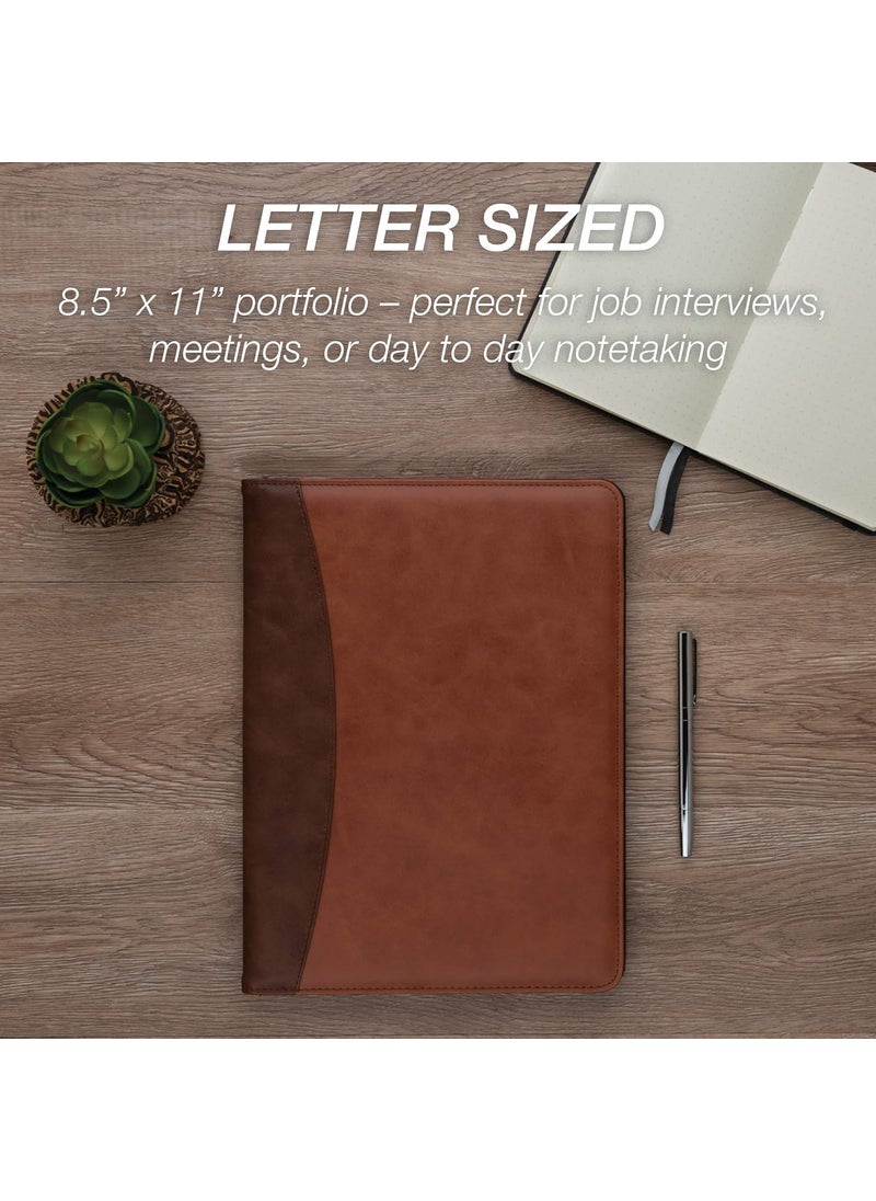 Samsill Samsill TwoTone Padfolio Resume Portfolio Business Portfolio with 85 x 11 Writing Pad Brown and Dark Brown  - Image 2