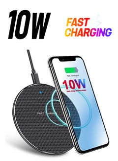 SYOSI Slim Wireless Charger, Universal 10W Wireless Fast Charging Pad (All Mobile Devices) Compatible with iPhone/Android/Apple/Samsung Models/Galaxy S21/S20 Ultra/S10/S9/Note 10, Pixel 5/4 XL  (Black)  - Image 1