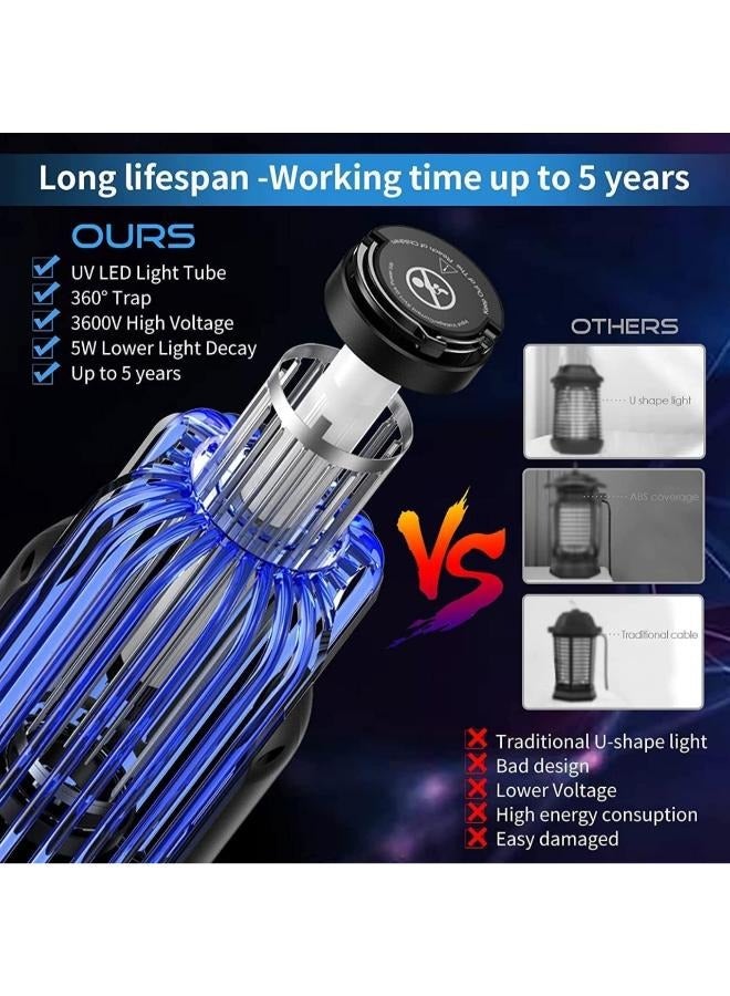 Electric Bug Zapper for Indoor Outdoor, 2000V High Powered UV Light Mosquito Zapper Killer, Waterproof Pest Control Insect Fly Trap Equipped 60inch USB Cable for Home, Patio, Backyard, Camping - Image 2