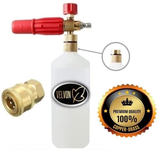 Generic VELVON Heavy Duty brass Foam Cannon Snow Lance With Brass neck and 14 Adapterconnector Car Washing Foam Gun Bottle  - Image 2