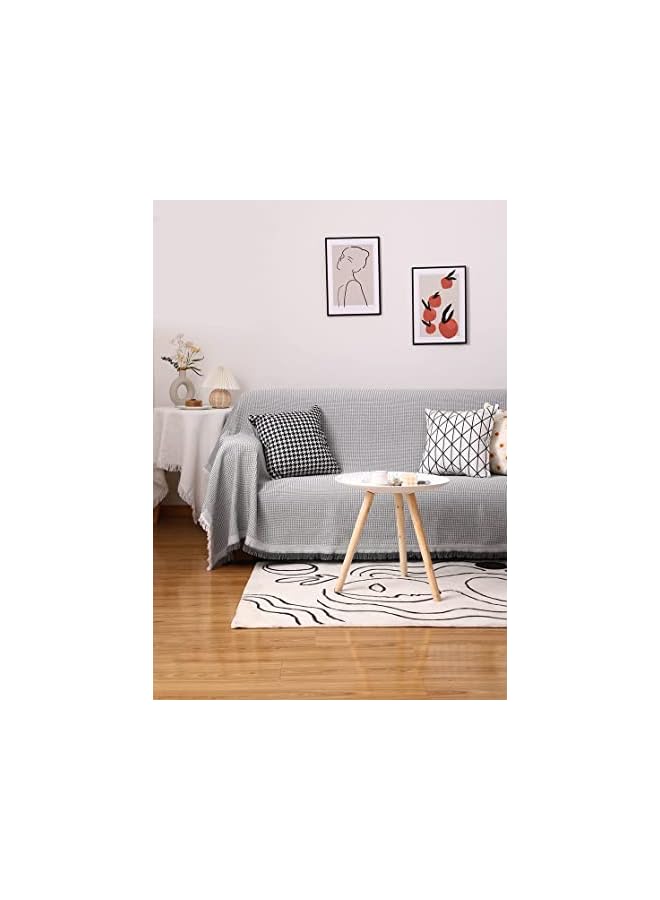 The Bros 3 In 1 Thickened Weave Sofa Cover, Slipcover Couch Covers for 3 Seater Washable Sofa Throw Cover Non Slip Soft Carpet Throw Blanket for Bed Large Size 180 X 260CM Grey - Image 2