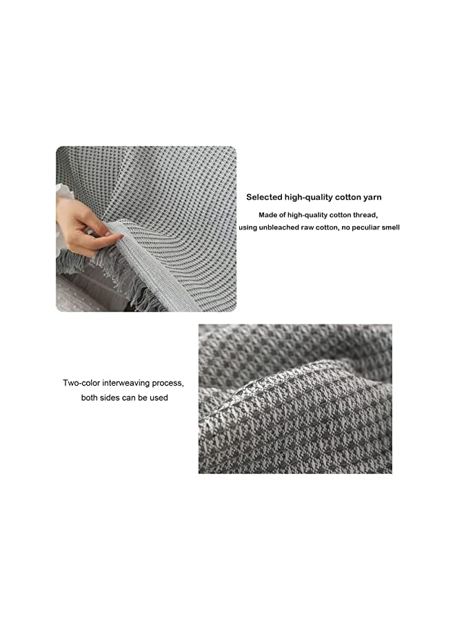 The Bros 3 In 1 Thickened Weave Sofa Cover, Slipcover Couch Covers for 3 Seater Washable Sofa Throw Cover Non Slip Soft Carpet Throw Blanket for Bed Large Size 180 X 260CM Grey - Image 4