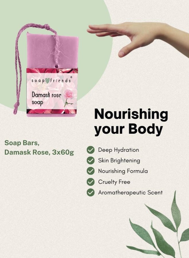 Soap&Friends Traveler's Damask Rose Soap Set – 3 x 60g | Compact, Moisturizing & Perfect for Travel, Festivals, and Outdoor Adventures - Image 3
