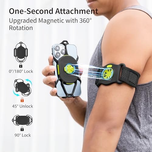 BONE Run Tie Connect Kit 2 Magnetic, Magnetic Running Phone Holder, Detachable & 360° Rotatable Sport Armband, Skin-Friendly Silicone Phone Carrier for Most Smartphones (Quick Release Kit) - Image 3