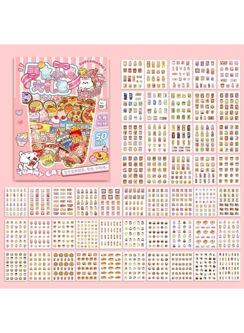 SYOSI Cute Food Stickers for Kids Teens and Adults, Waterproof Snack Decals for Journaling, Scrapbooking, Laptop, Water Bottle, Skateboard, Fast Food Cartoon Stickers (Set of 50,Multicolor) - Image 4
