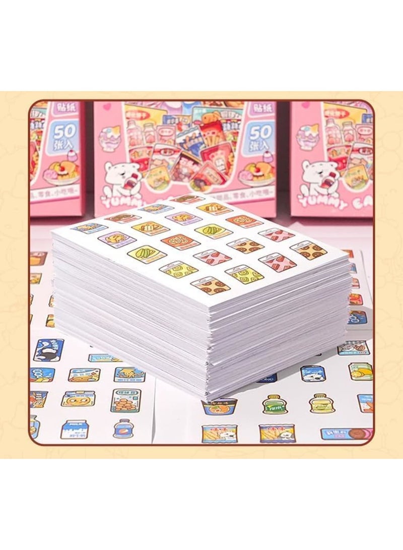 SYOSI Cute Food Stickers for Kids Teens and Adults, Waterproof Snack Decals for Journaling, Scrapbooking, Laptop, Water Bottle, Skateboard, Fast Food Cartoon Stickers (Set of 50,Multicolor) - Image 3
