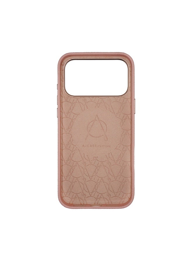 A-Case It’s My Case Amur Genuine Leather MagSafe Case for iPhone 17 Pro Max – Slim Fit Shockproof Protective Cover with Lychee Texture, Raised Camera Protection & Tactile Buttons – Pink - Image 3