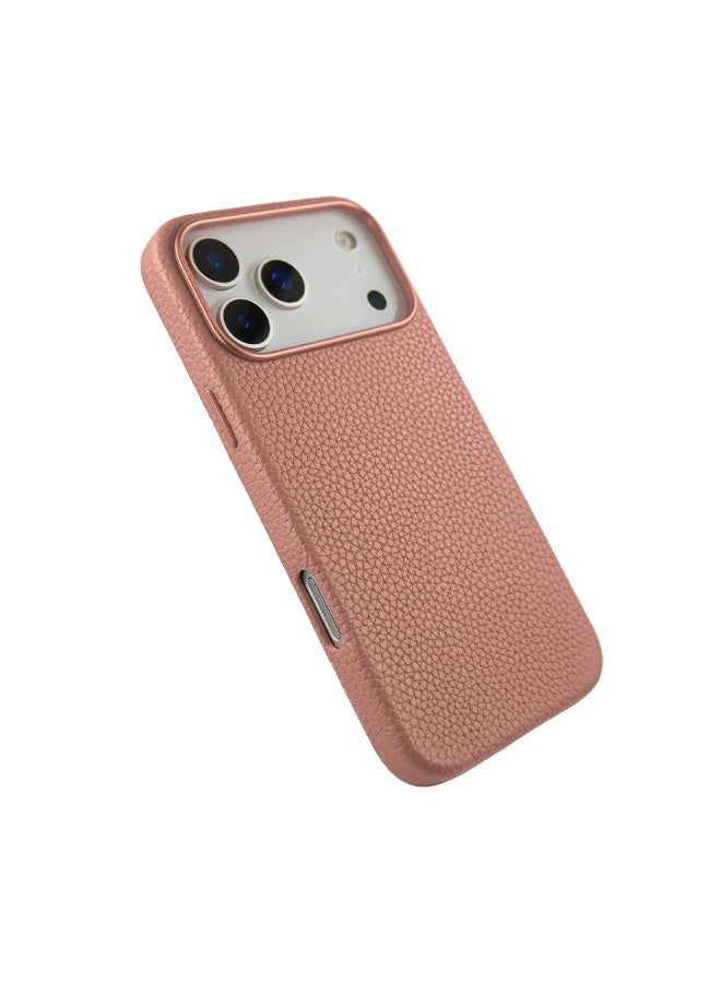 A-Case It’s My Case Amur Genuine Leather MagSafe Case for iPhone 17 Pro Max – Slim Fit Shockproof Protective Cover with Lychee Texture, Raised Camera Protection & Tactile Buttons – Pink - Image 4