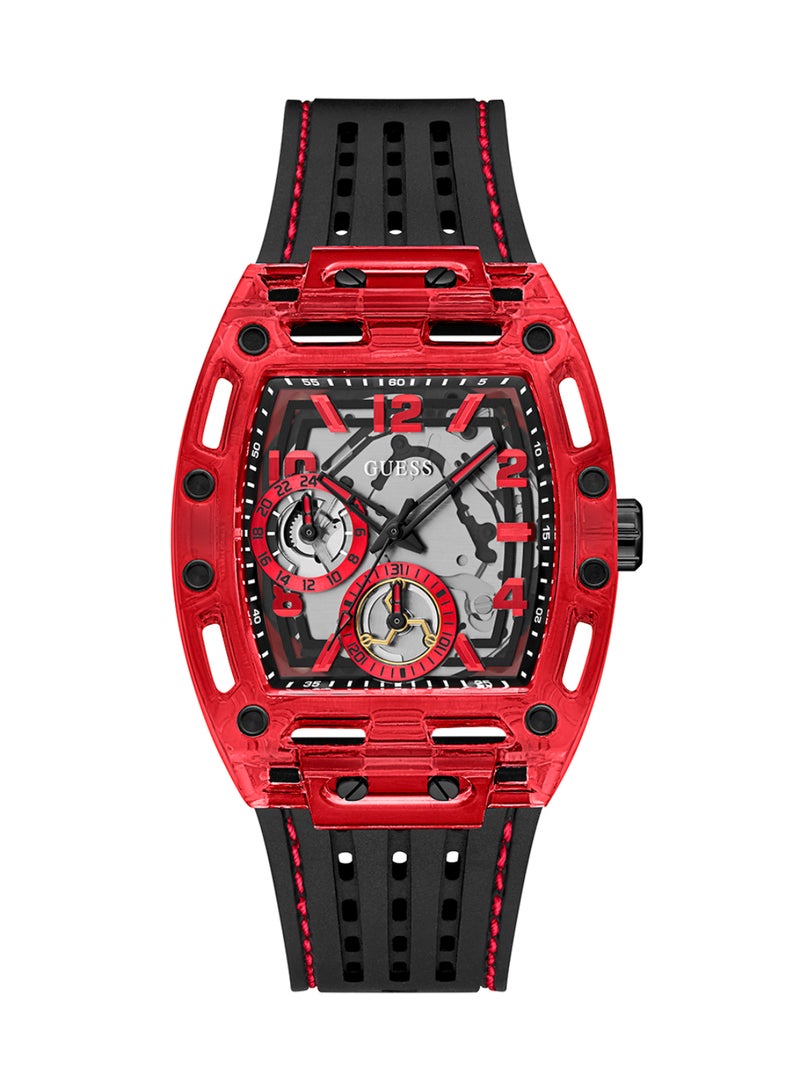 GUESS ساعة GUESS متعددة الوظائف باللونين الأسود والأحمر للرجال - GW0499G4 - Image 1