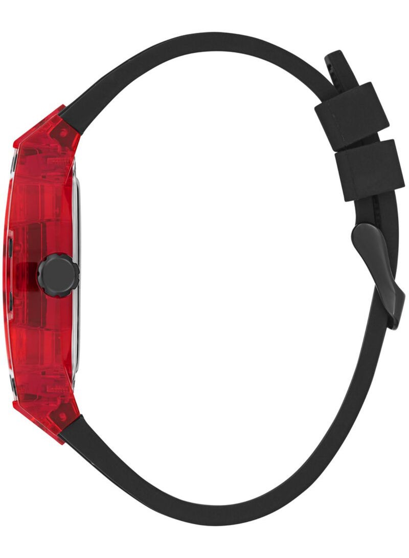 GUESS ساعة GUESS متعددة الوظائف باللونين الأسود والأحمر للرجال - GW0499G4 - Image 3