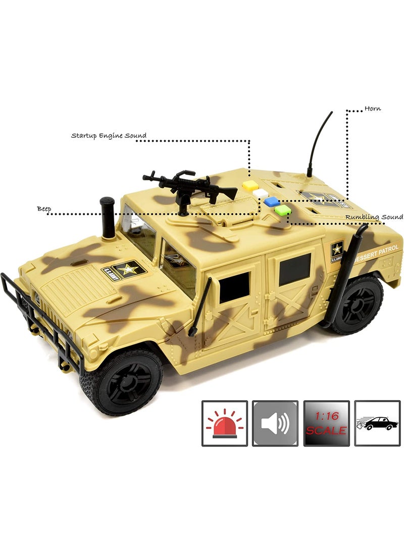 Lollipop Lollipop United States Army Friction Powered Military Humvee Toy, 1:16 Scale Model Armored Car, Utility Vehicle w/Lights/Sounds  - Image 4