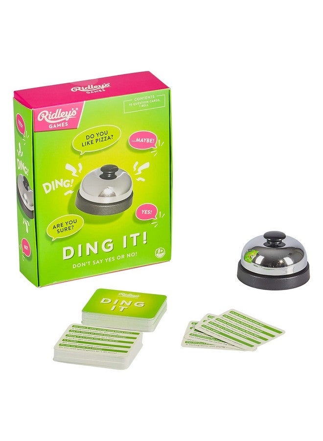 Ridley's Ridleyâ€™s Ding It! Card Game - Fun Game of Questions for Ages 8+ - Fast-Paced and Easy to Play - Includes 70 Question Cards, Bell and Instructions - Great for Family Game Night