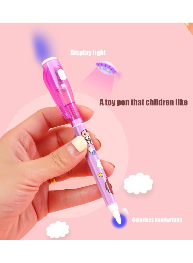 Fancy Cute Cartoon Magic 6Pen spy Uv Light Invisible Ink Pen for Kids - Image 2