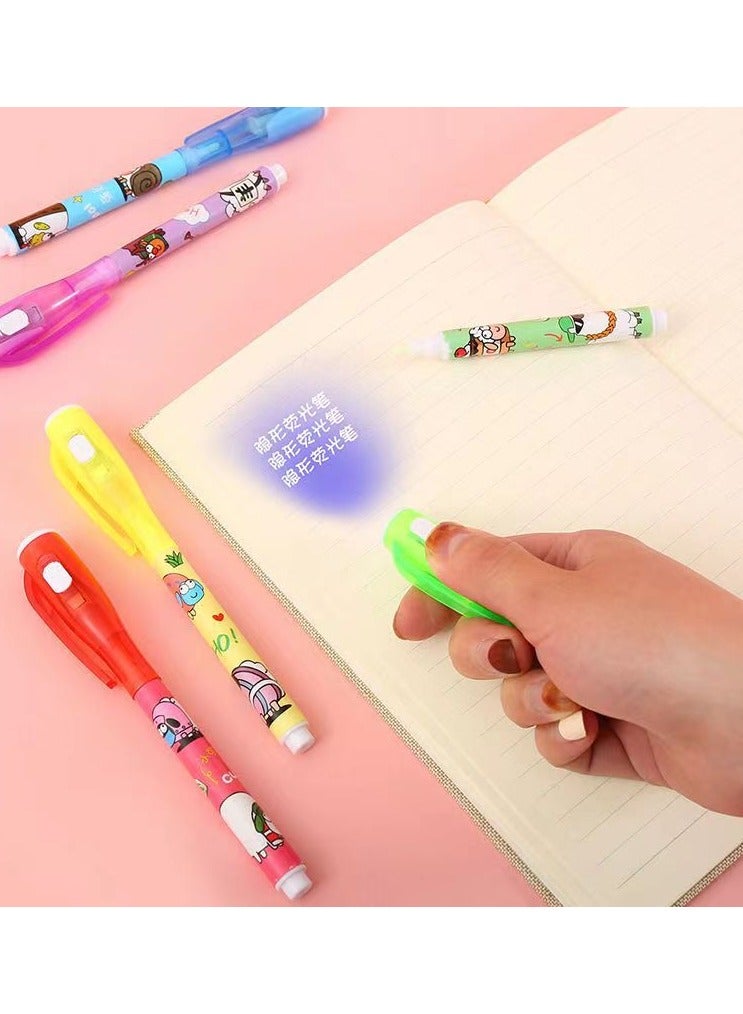 Fancy Cute Cartoon Magic 6Pen spy Uv Light Invisible Ink Pen for Kids - Image 4