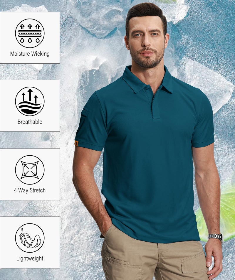 ZITY 5 Pack Mens Polo Shirt Short Sleeve Sports Golf Tennis T Shirt Moisture Wicking Summer Shirts Black Grey White Blue Duckblue 2XL - Image 5