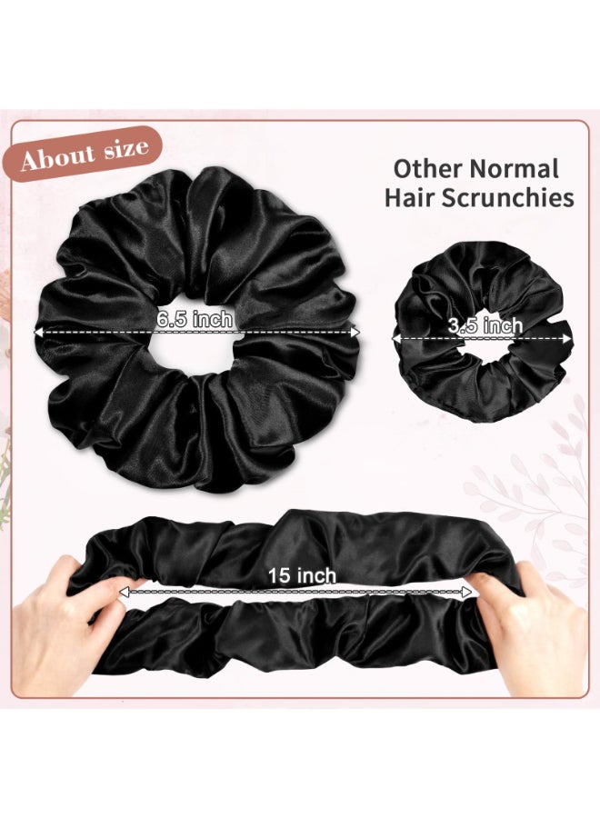 CEELGON Black Big Satin Scrunchie65 Inches Jumbo Scrunchies Silky Hair Ties Oversized Ponytail Holderfor Thick Curly Hair Extra Large Hair Accessories for Women Black - Image 4