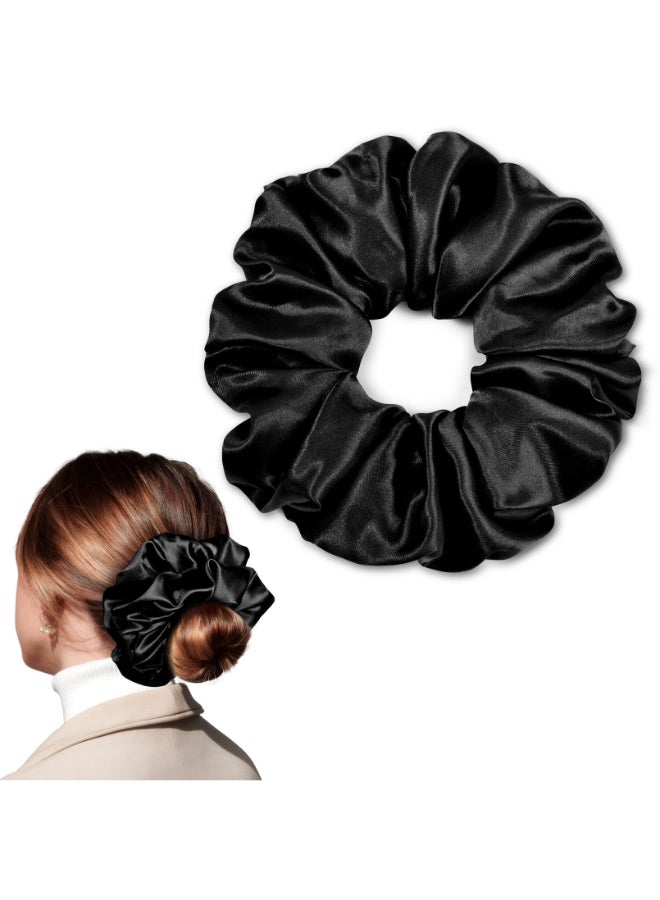 CEELGON Black Big Satin Scrunchie65 Inches Jumbo Scrunchies Silky Hair Ties Oversized Ponytail Holderfor Thick Curly Hair Extra Large Hair Accessories for Women Black - Image 2