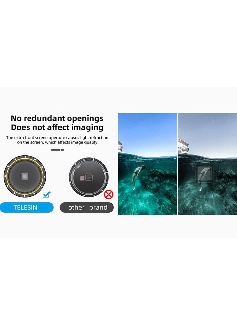 TELESIN Underwater Dome Port For GoPro HERO13 HERO12 HERO11 HERO10 HERO9 With Floating Handle 30M Waterproof Housing