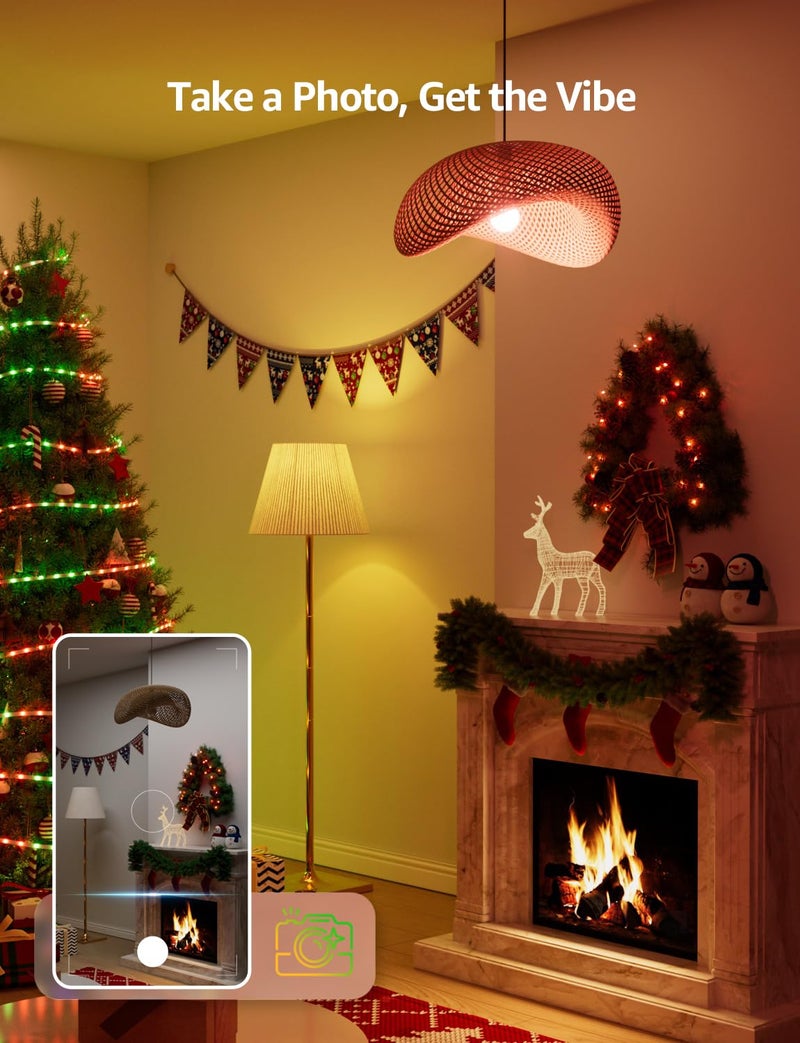 Lepro مصابيح لبر B1 الذكية AI - مصباح LED RGBWW قابل لتغيير الألوان يعمل بتقنية WiFi وBluetooth، متوافق مع أليكسا ومساعد جوجل، مصمم إضاءة شخصي بالذكاء الاصطناعي، تحكم صوتي بالذكاء الاصطناعي، مزامنة مع الموسيقى، 2.4GHz فقط، عبوة 4 - Image 4