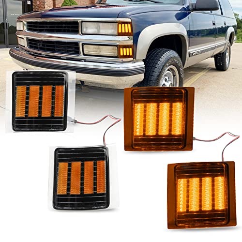 Bestview Front Corner Light Assembly Kit Compatible with 1994-1998 Chevy 1500 2500 3500 C/K C10 Silverado Suburban Tahoe, Amber Len 4Pcs - Image 1