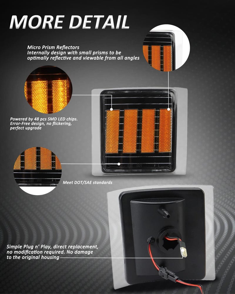 Bestview Front Corner Light Assembly Kit Compatible with 1994-1998 Chevy 1500 2500 3500 C/K C10 Silverado Suburban Tahoe, Amber Len 4Pcs - Image 3