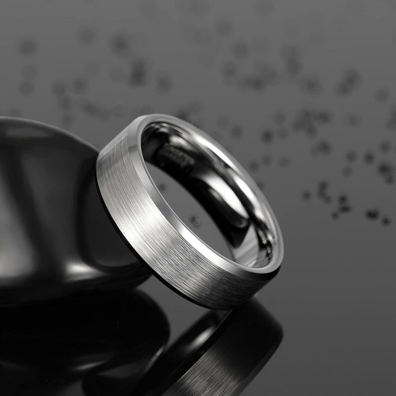 Greenpod 4MM 6MM 8MM Tungsten Carbide Engagement Ring Brushed Beveled Edge Polished Silver Wedding Band for Men Women Engraved I Love You Always & Forever Size 4-15 - Image 2
