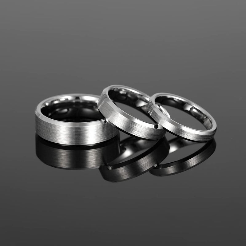 Greenpod 4MM 6MM 8MM Tungsten Carbide Engagement Ring Brushed Beveled Edge Polished Silver Wedding Band for Men Women Engraved I Love You Always & Forever Size 4-15 - Image 3