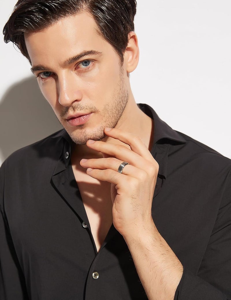 Greenpod 4MM 6MM 8MM Tungsten Carbide Engagement Ring Brushed Beveled Edge Polished Silver Wedding Band for Men Women Engraved I Love You Always & Forever Size 4-15 - Image 4