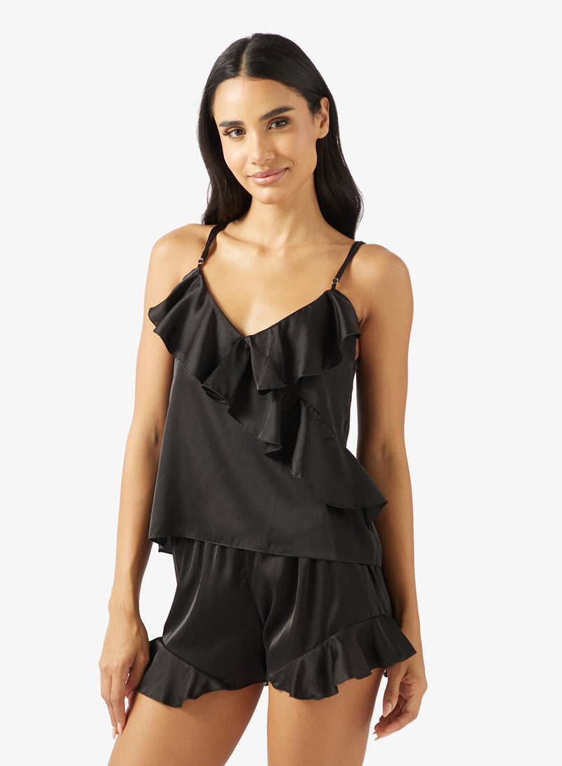 Ginger Cami Ruffle Detail Top & Short PJ Set - Image 3