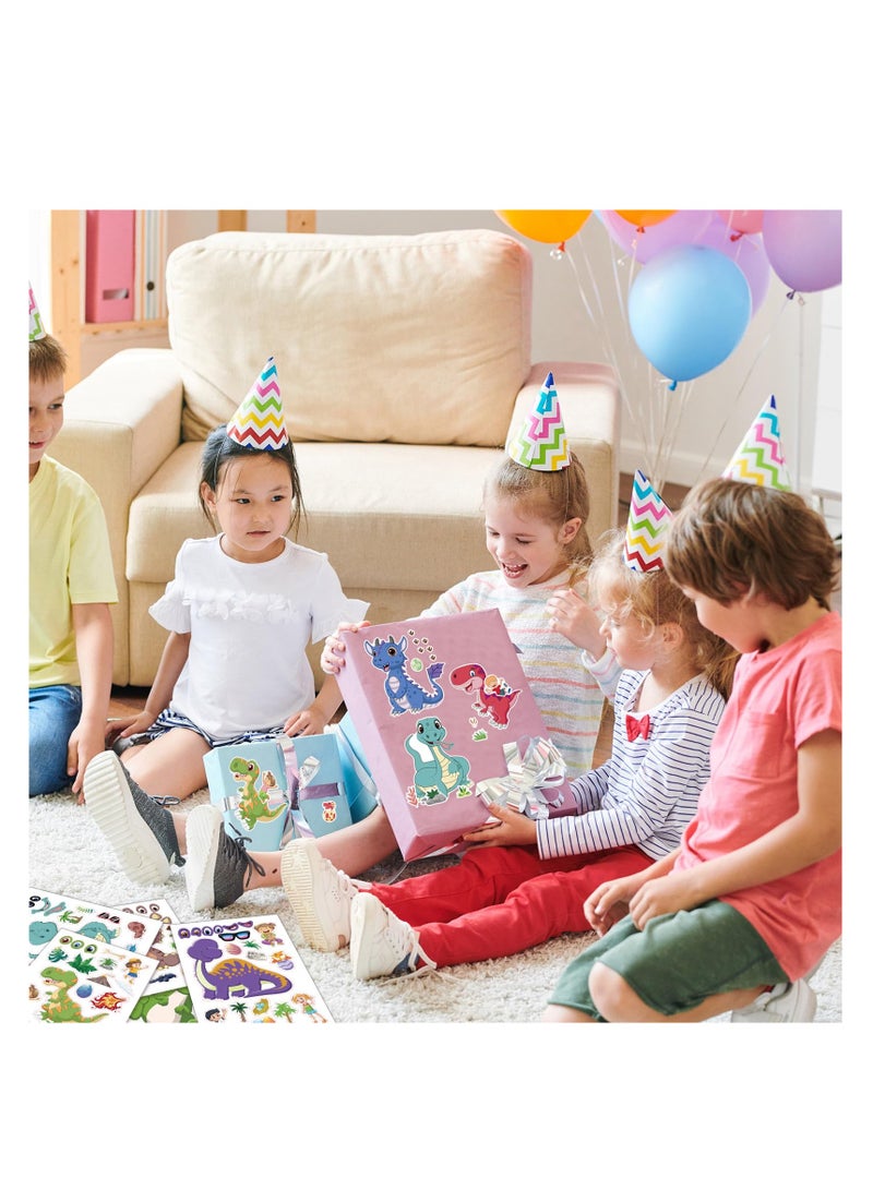 SYOSI 24 Sheets 8.3''×5.9'' Make Your Own Dinosaur Stickers for Toddlers Kids Party Favors, Make a Face Stickers for Kids Activities Supplies Crafts - Image 5