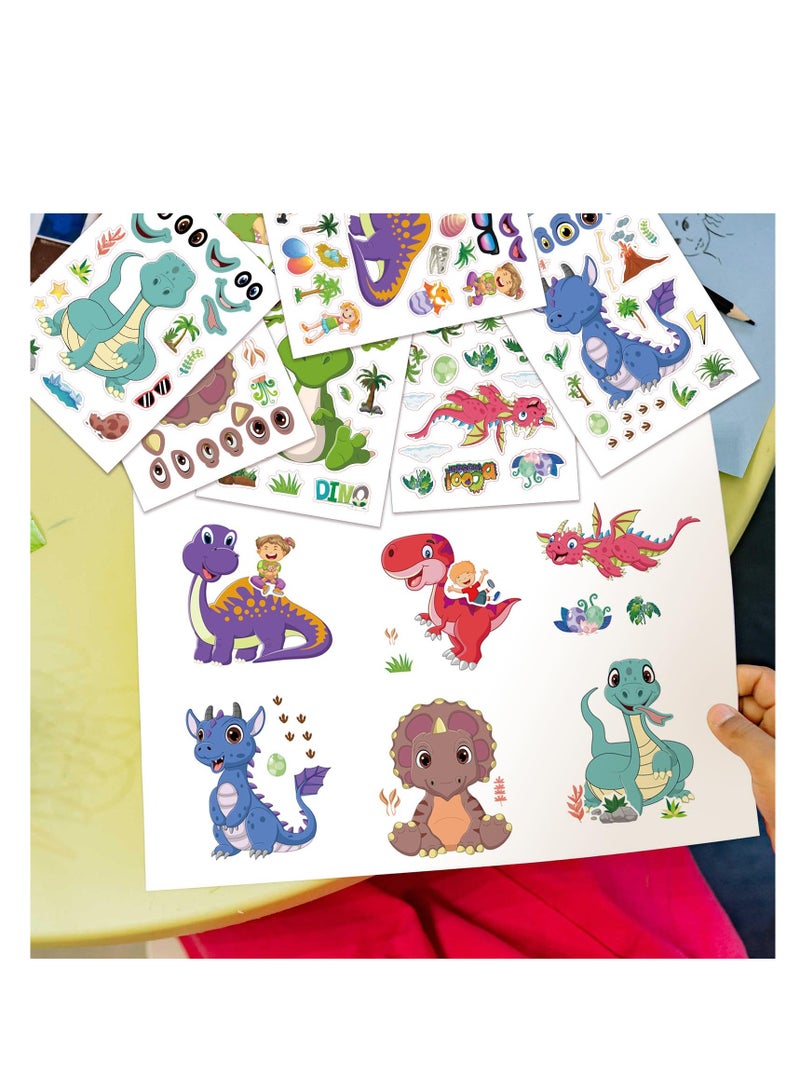 SYOSI 24 Sheets 8.3''×5.9'' Make Your Own Dinosaur Stickers for Toddlers Kids Party Favors, Make a Face Stickers for Kids Activities Supplies Crafts - Image 4
