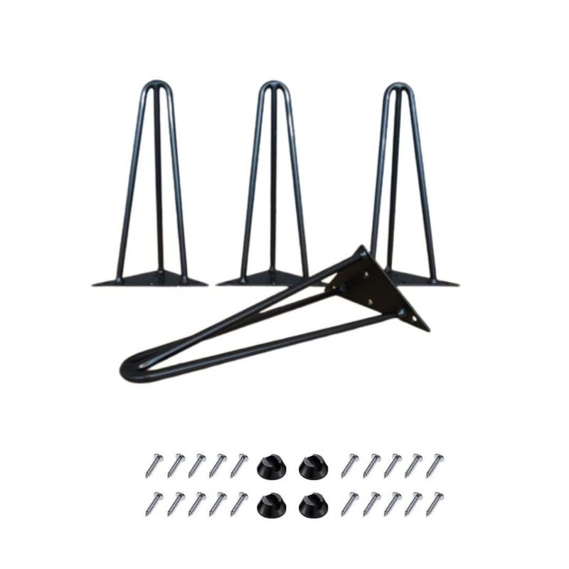 Hivall 8in Metal Black Hairpin Legs Set of 4 Heavy Duty Furniture Legs900 Lbs DIY Hairpin Table Leg Project with Rubber Floor Protector for Coffee Cabinets Sofas Desk Chairs Bedside Tables - Image 2