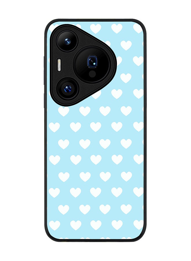 Stylizedd Rugged Black edge case for Huawei Pura 70, Slim fit Soft Case Flexible Rubber Edges Anti Drop TPU Gel Thin Cover -  Baby Blue Hearts - Image 1