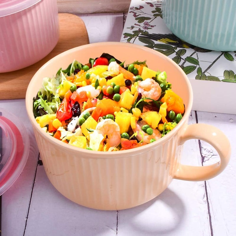 LMRLCS Microwave Ramen Bowl with Handles 304 oz Noodle Bowls with Lid and Chopsticks Dishwasher Safe for Noodles Soup and Cereal Orange - Image 3